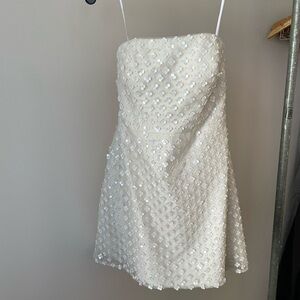 Dessy Collection Ivory Sequin Mini Dress